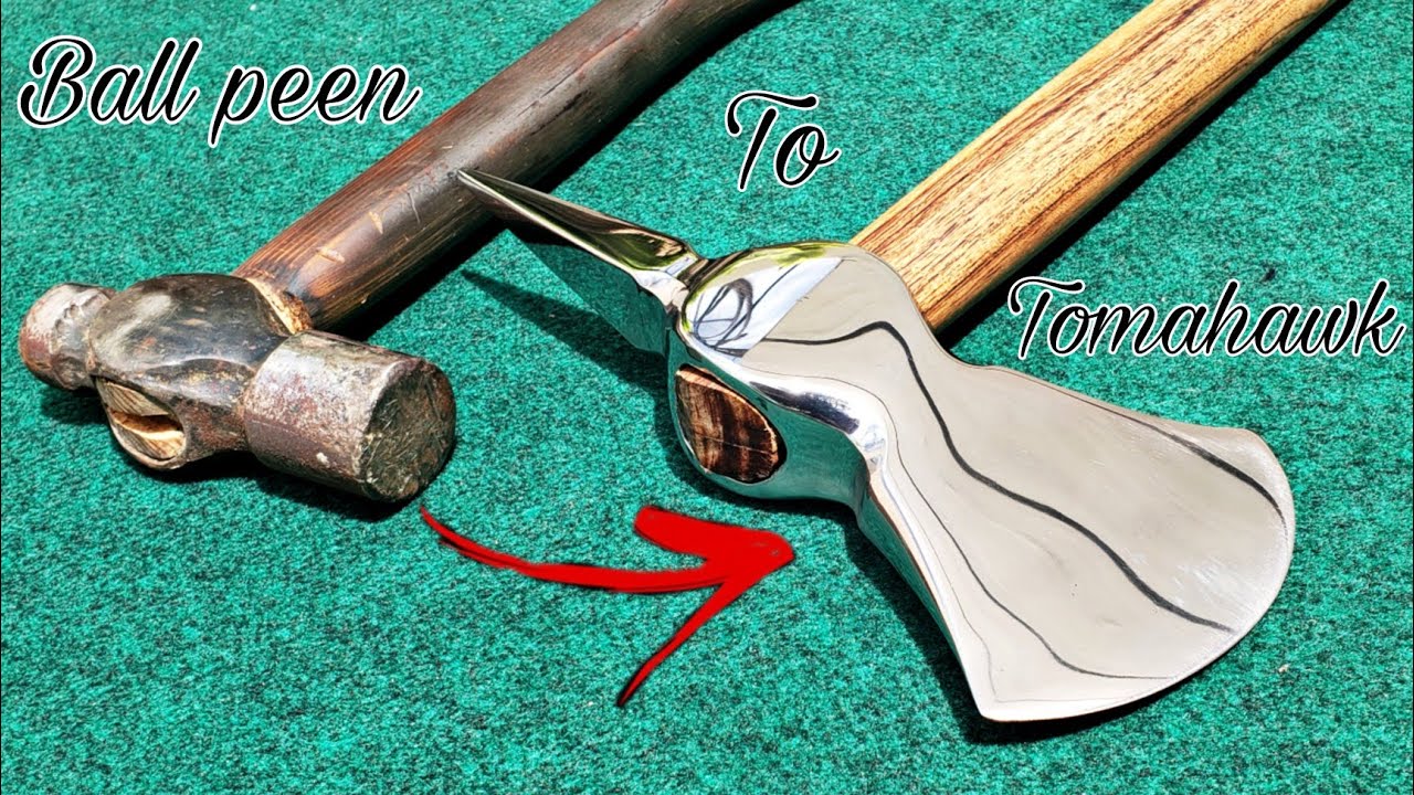 Axe making-forging tomahawk axe from ball peen hammer