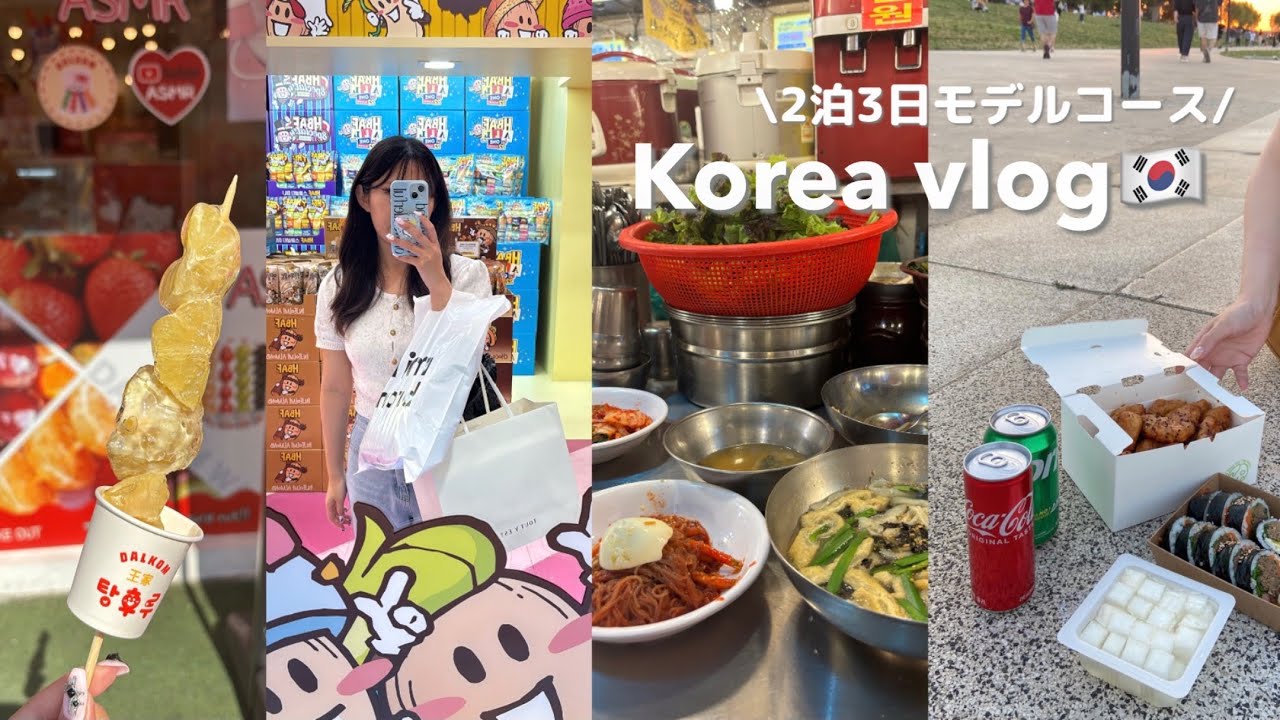 【韓国旅行🇰🇷】2泊3日のモデルコース💨 漢江チキン🍗, 南大門市場カルグクス通り🍜,ロンドンベーグル系列店🥐etc...