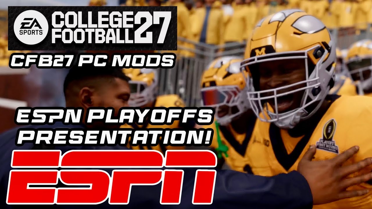 Геймплей с модами в College Football 27 на ПК | Мод на предматчевую и перерывную презентацию ESPN...