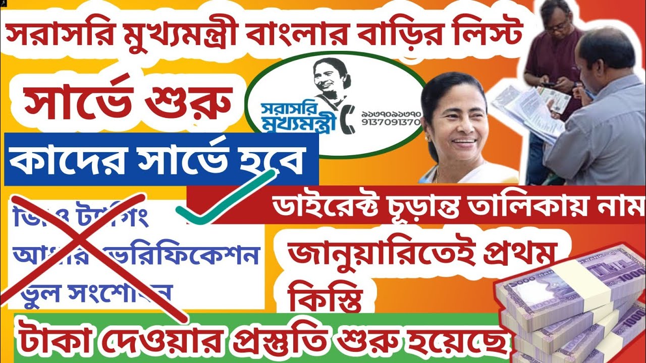 সরাসরি মুখ্যমন্ত্রীতে সার্ভে শুরু | ডাইরেক্ট চূড়ান্ত তালিকায় নাম  | #bangla_awas_yojana 