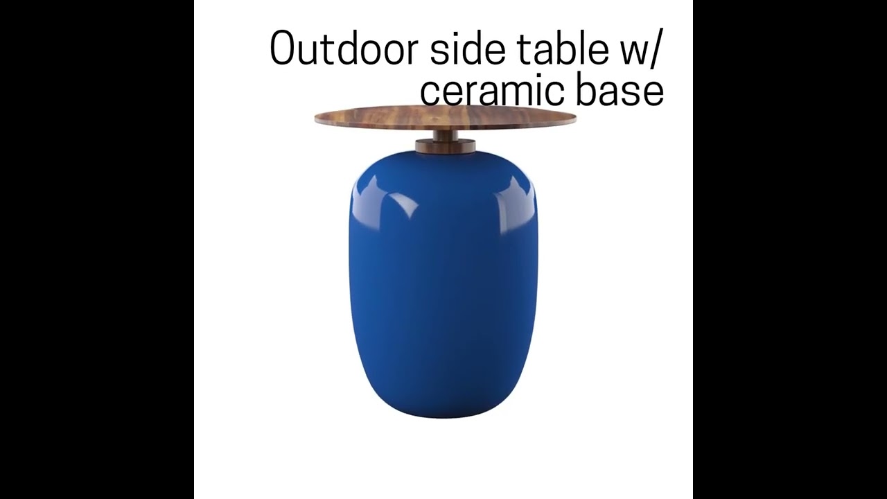 Southern Enterprises Kenova Blue Round Outdoor Accent Table - The Classy Home