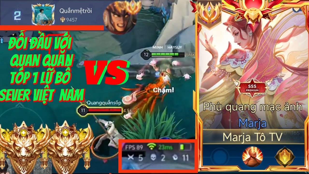 Marja Tô đối đầu với quan Quắn top 1 lữ bố sever việt nam trực tiếp trên live #liênquânmobile #game 