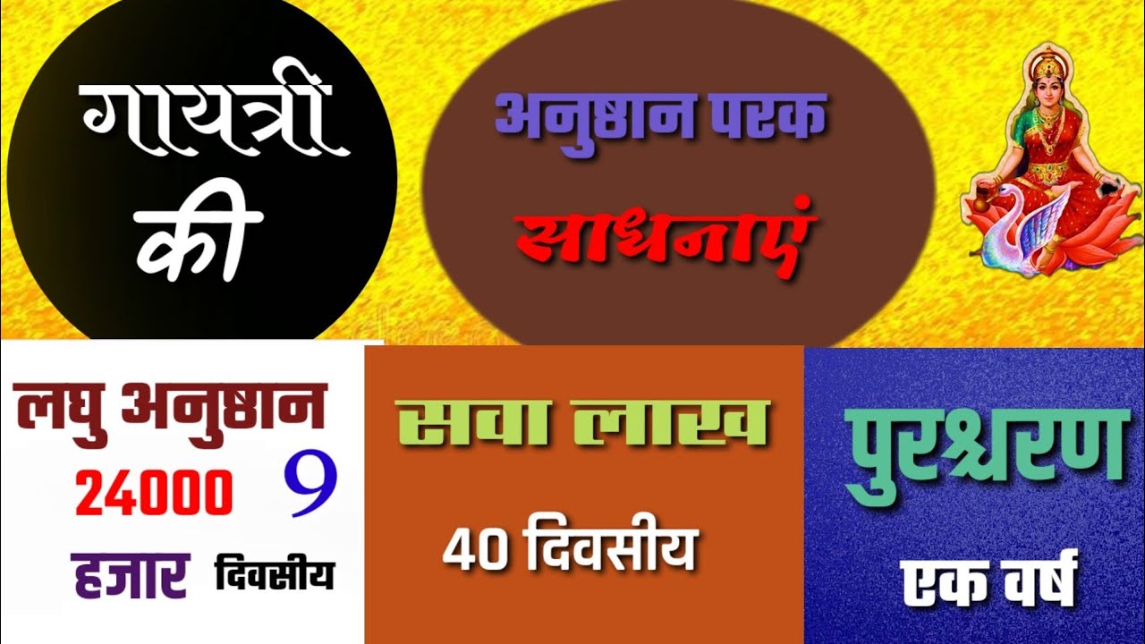 गायत्री की अनुष्ठान परक साधनाएं लघु ,सवा लाख, एवं पुरश्चरण  साधनाएं Laghu,Sava lakh,Purushcharan
