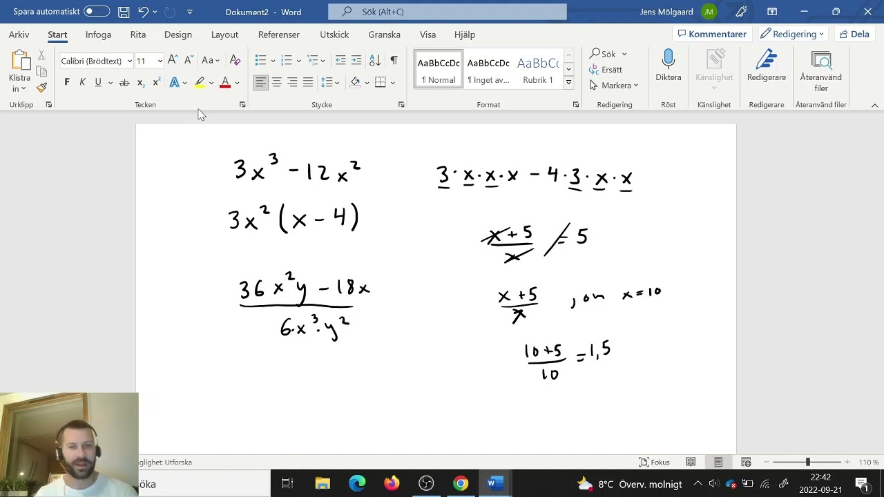 Sammanfattning kap 2 (algebra) matte 1c