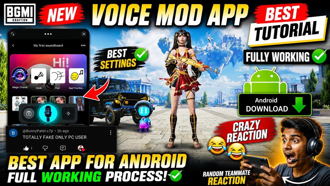 🔥 BGMI NEW VOICE MOD APP 😱 | Full Working Tutorial + Random Teammates Crazy Reactions 😂🔥#bgmi #video