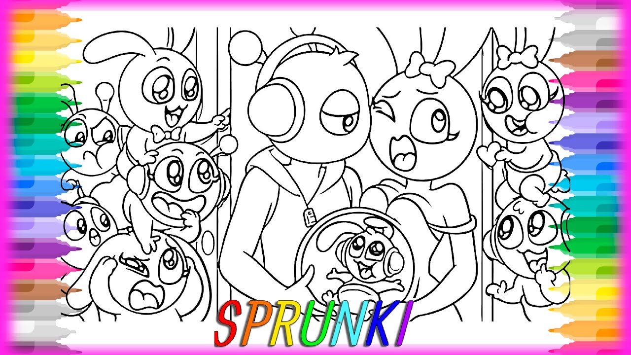 Incredibox SPRUNKI Coloring Pages - DAD OREN & MOM PINKI BIG FAMILY | Satisfying Coloring Characters