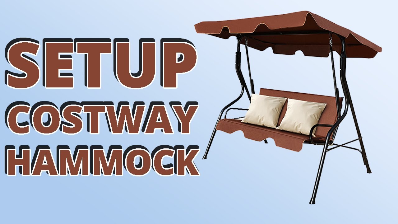 EASY SETUP: COSTWAY HAMMOCK 3 Seats Patio Canopy Swing Glider Cushioned Steel Frame Backyard Coffee