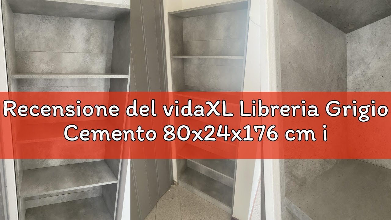 Recensione del vidaXL Libreria Grigio Cemento 80x24x176 cm in Legno Multistrato, Mobile Porta Libri,