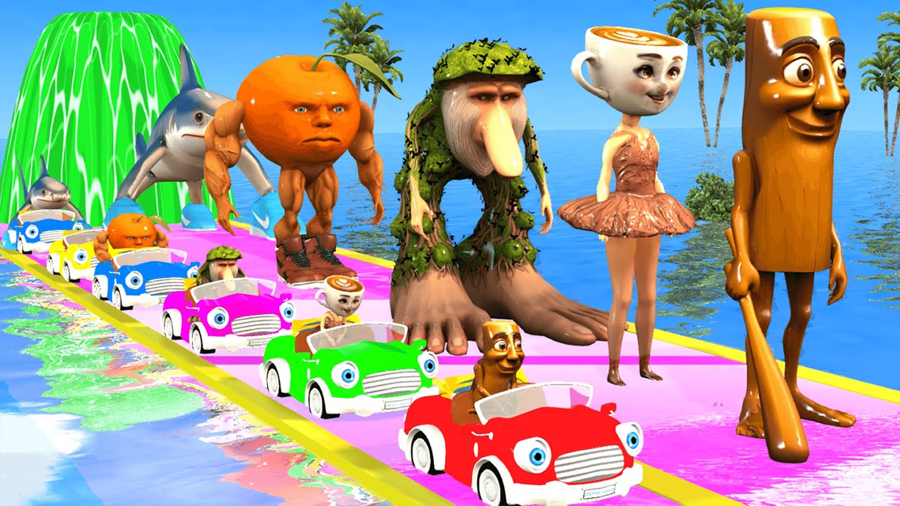 Long Slide Game With Cow Elephant Gorilla Hippopotamus Tiger 3d Animal Game Funny 3d Animals