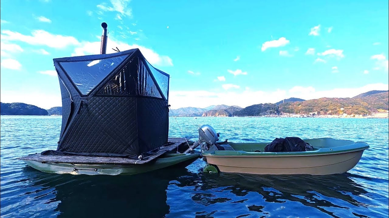 極寒の真冬に釣りができる海上サウナ付きの隠れ家を建ててみたよ！