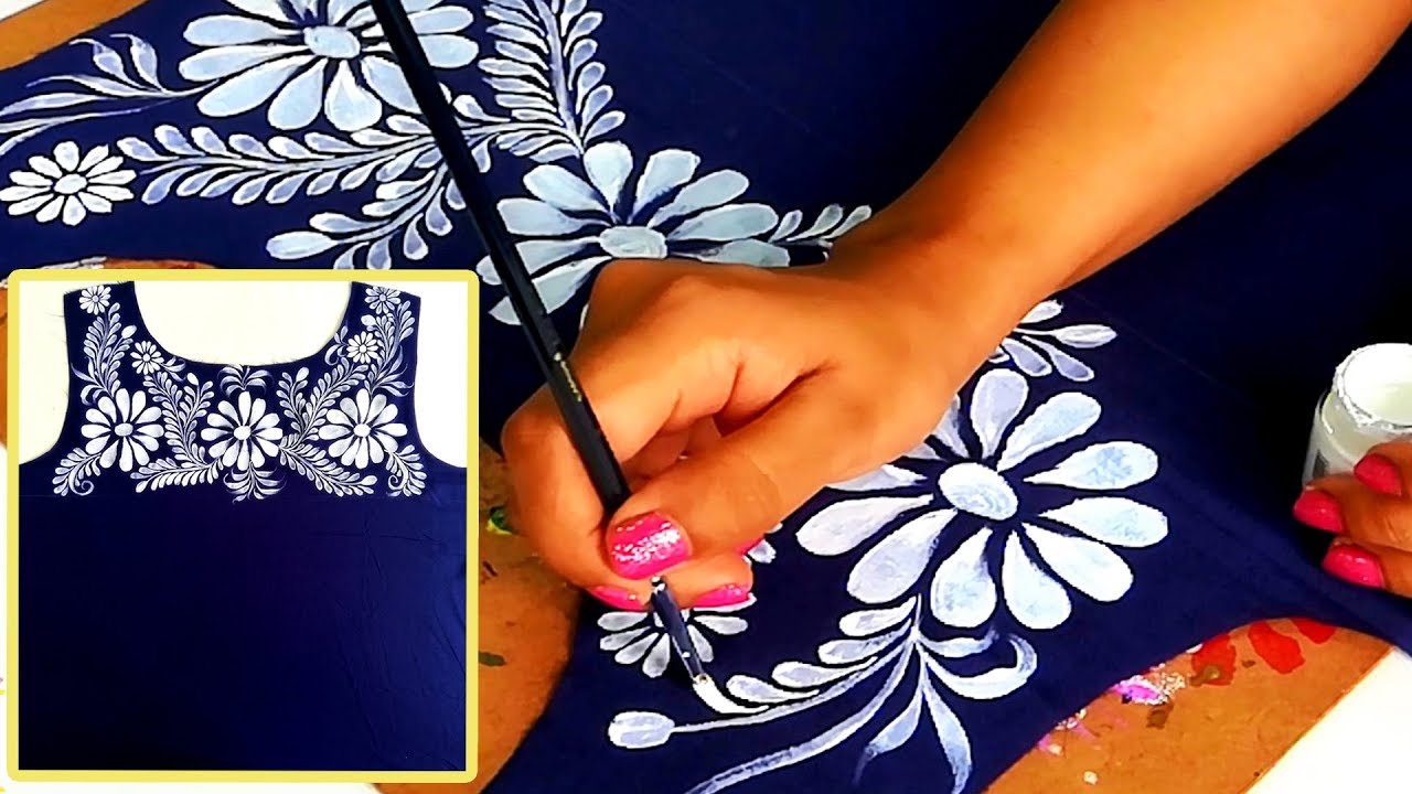 How To use Hand Embroidery Pattern in Fabric Painting | Easy Tips for Fabric Painting
