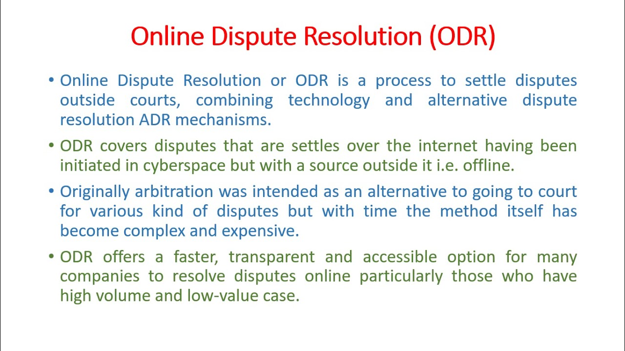 Unit - 3 - Lecture 07 Alternative Dispute Resolution and Online Dispute Resolution