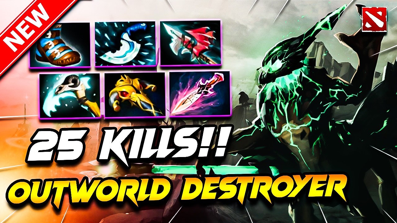 x25 Kills!! OUTWORLD DESTROYER Dota 2 Gameplay | Outworld Destroyer DOTA 2 Carry Build Gameplay 7.40