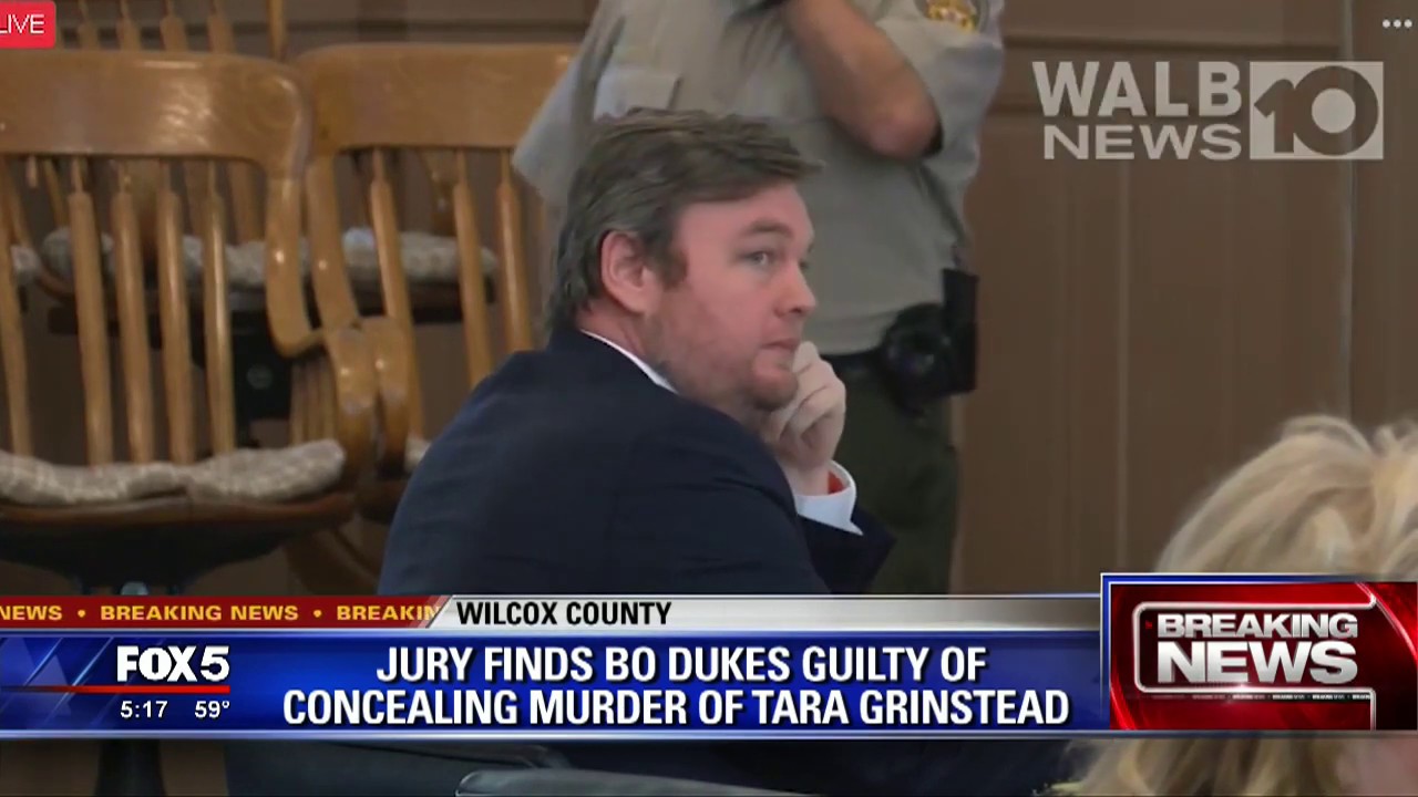 Jury finds Bo Dukes guilty of concealing murder of Tara Grinstead