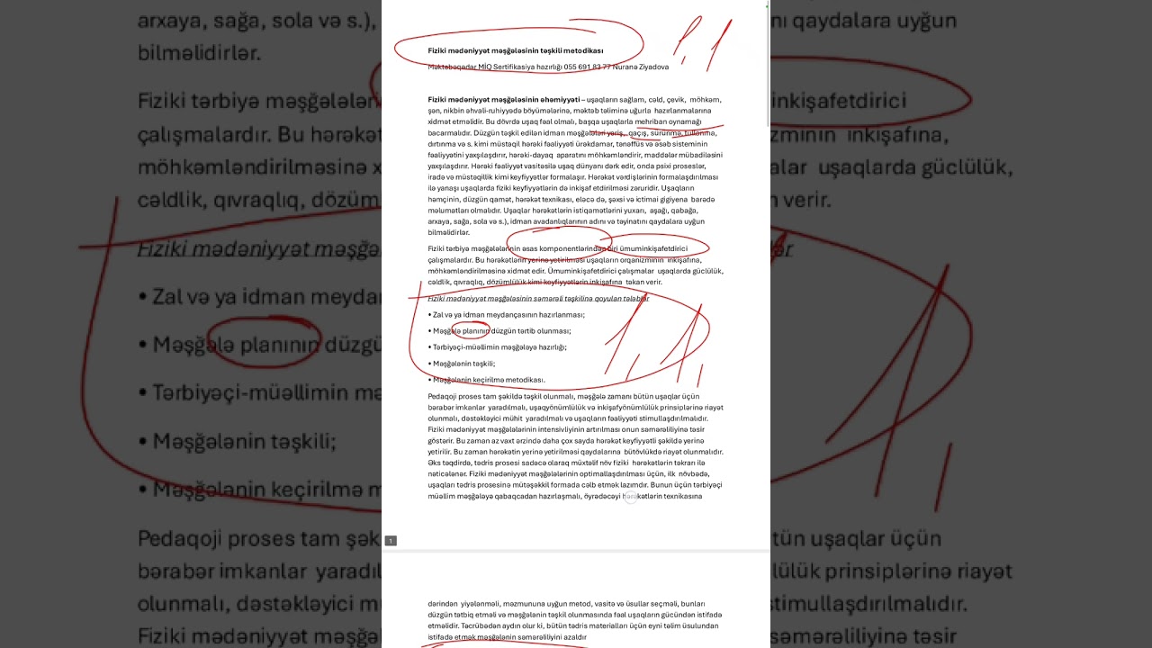 Diaqnostik imtahan üçün : Fiziki mədəniyyət məşğələsinin təşkili metodikası / Nuranə Ziyadova