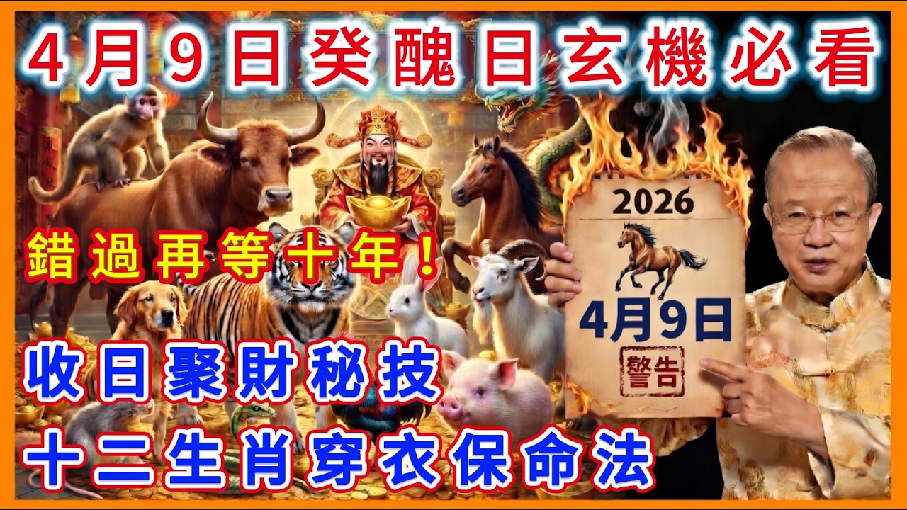 4月9日癸醜收日必看！12生肖穿衣保命法與聚財秘技！#每日易點通 #曾仕強 #五行穿衣 #養生 #易經 #黃曆解讀 #生肖沖煞 #彭祖百忌 #趨吉避凶 #2026運勢 #十二生肖運勢 #開運 #癸醜日
