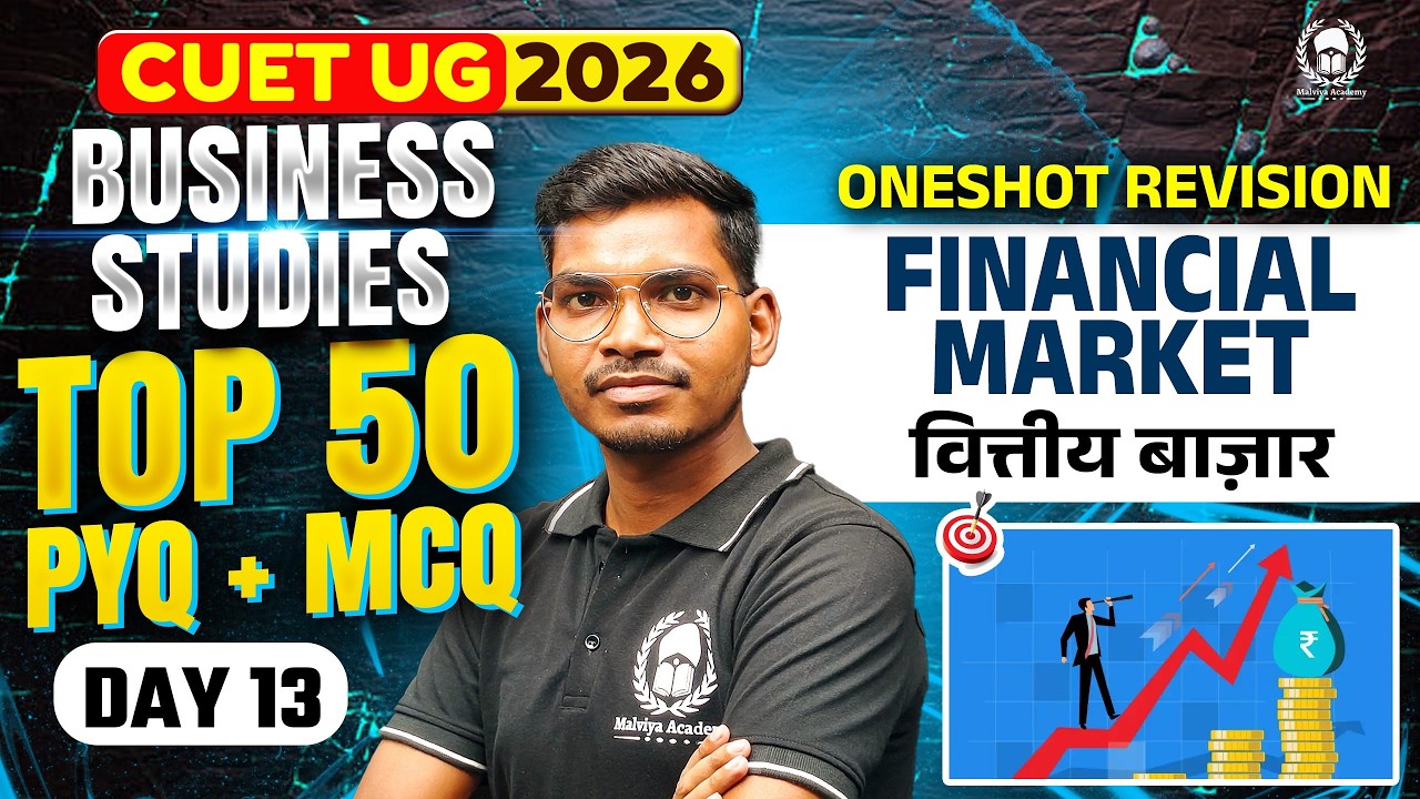 CUET 2026 Business Studies | Financial Market Top 50 PYQ+MCQ | Umeed Phase-2 | cuet ug crash course