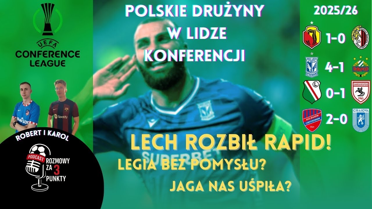 LECH ROZBROIŁ RAPID! LEGIA ZAWODŁA. PROBLEMY JAGIELONI! NASI W EUROPIE ODC.1