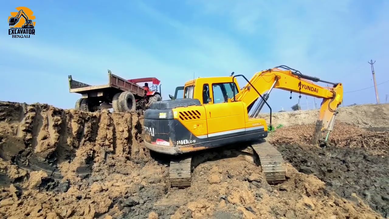 Hyundai 140 Excavator in Full Action Mode 🔥 Loding Mahindra Arjun tractor, Sonalika tractor, Novo .❗