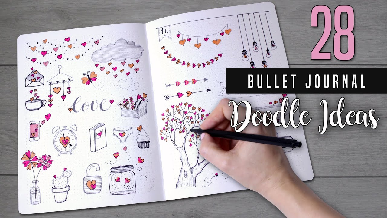 Bullet Journal DOODLES | 28 Doodle Ideas for Valentines day