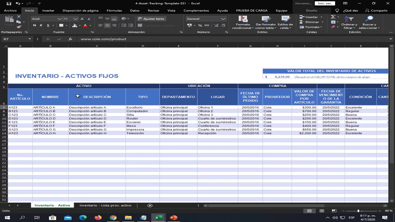 Inventario de Activos Fijos