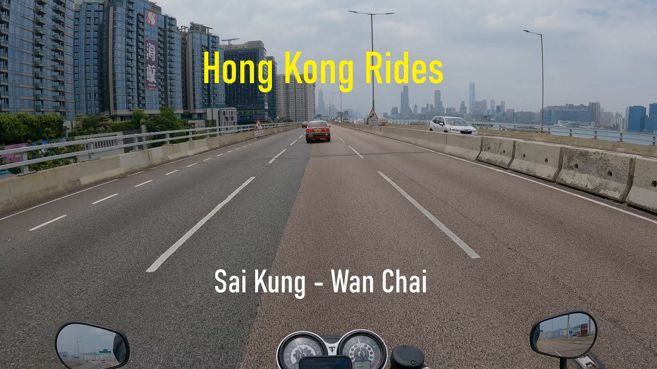 Scenic 4K Hong Kong Motorcycle Ride - Sai Kung (N.T.) to Hong Kong Island, Wan Chai - Cloudy Day