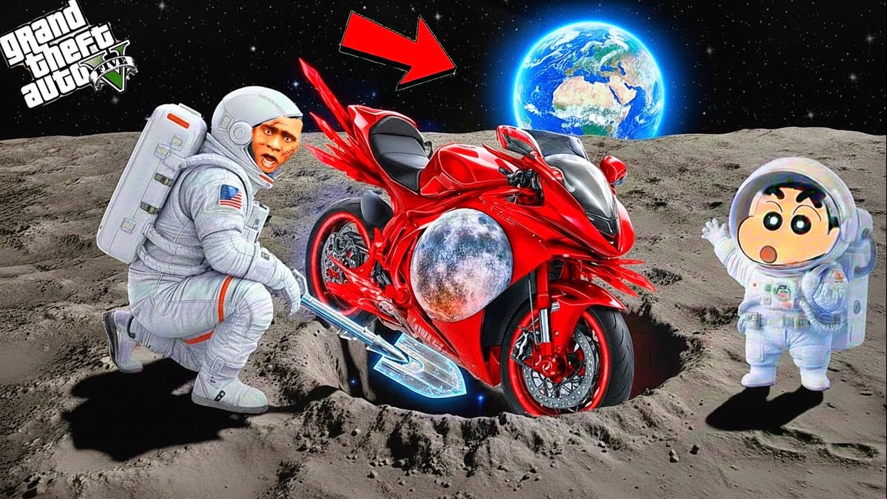 😱 Franklin & Shinchan Found an Abandoned Super Moon Bike on the Moon! | GTA V