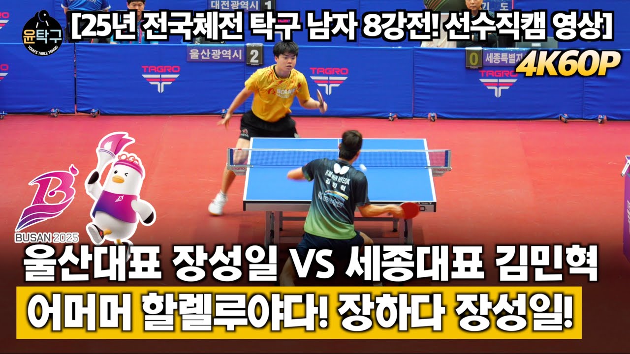 2025 전국체전 탁구 남자일반부 8강전 - 울산대표(장성일) VS 세종대표(김민혁)
