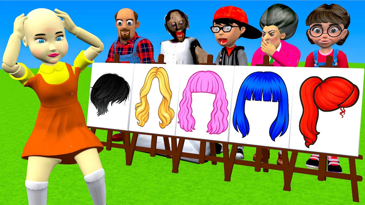 Scary Teacher 3D vs Squid Game Who Will Have The Most Beautiful Hair 5 Times Challenge