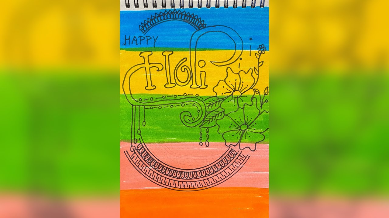 Simple Holi drawing | Easy Holi card | Holi art #art #drawing #artandcraft #doodle #holi #happyholi 