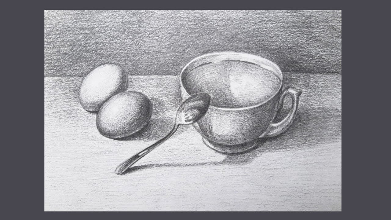 КАК НАРИСОВАТЬ ПРОСТОЙ НАТЮРМОРТ КАРАНДАШОМ. РИСУЕМ ЧАШКУ С ЛОЖКОЙ КАРАНДАШОМ. ПОДРОБНОЕ ОБЪЯСНЕНИЕ🎨