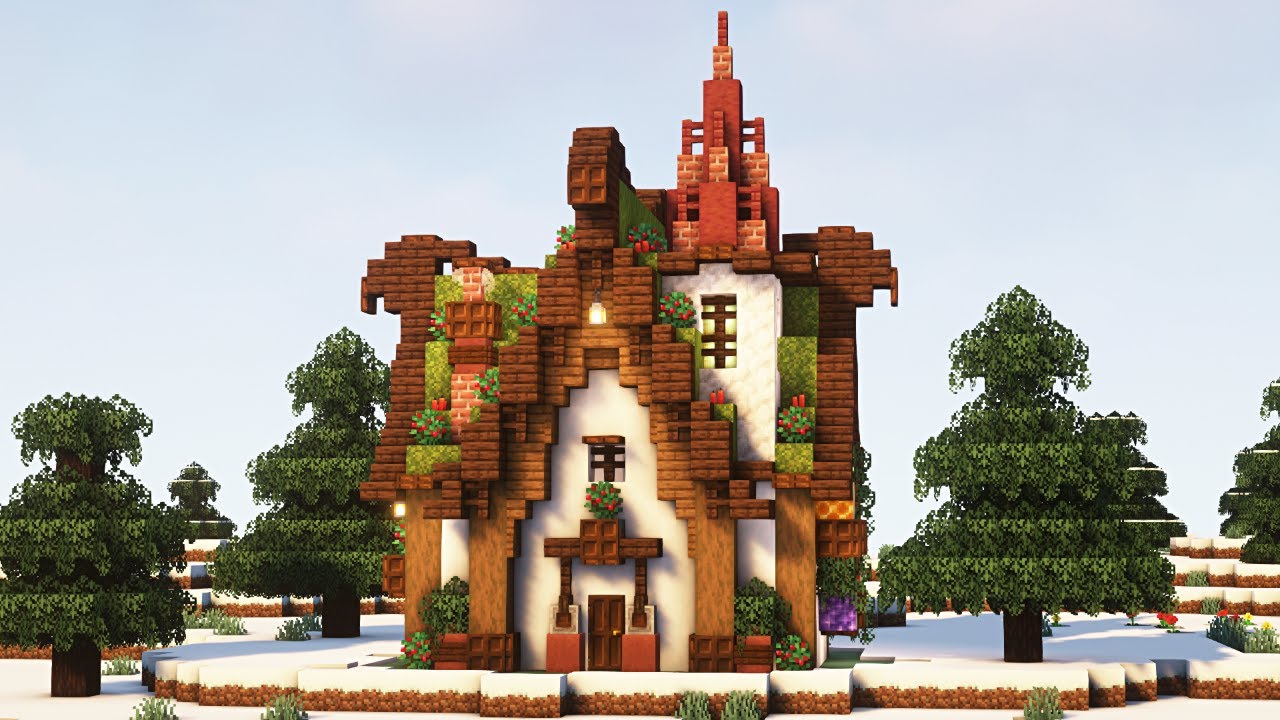 【マインクラフト】小さなファンタジーハウスの作り方｜クリスマス風【マイクラ建築】