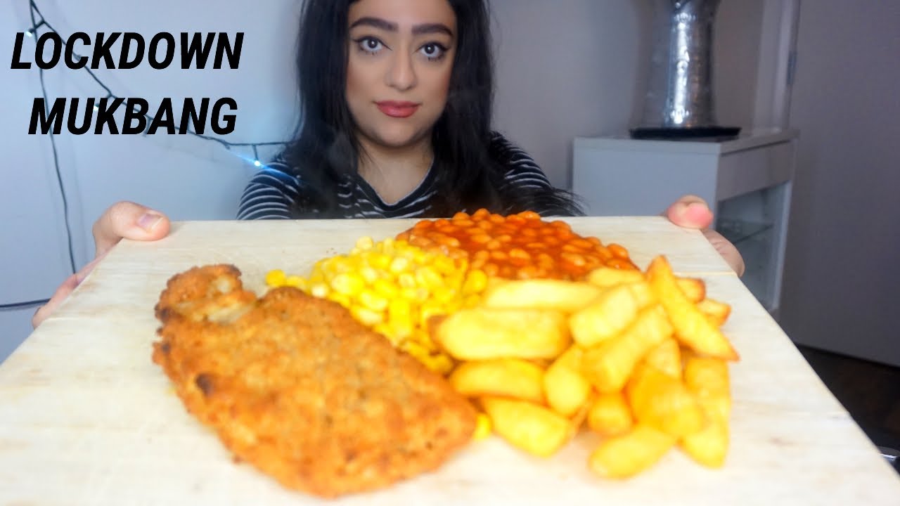 FISH AND CHIPS WITH BAKED BEANS AND SWEETCORN MUKBANG | UK LOCKDOWN