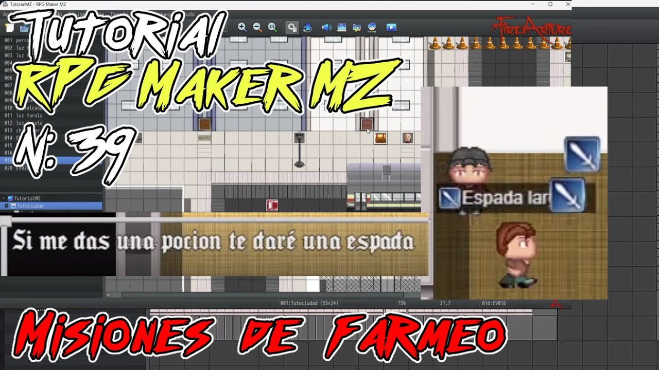 39-Tutorial RPG Maker MZ: Como crear misiones de Farmeo | #FireArturo