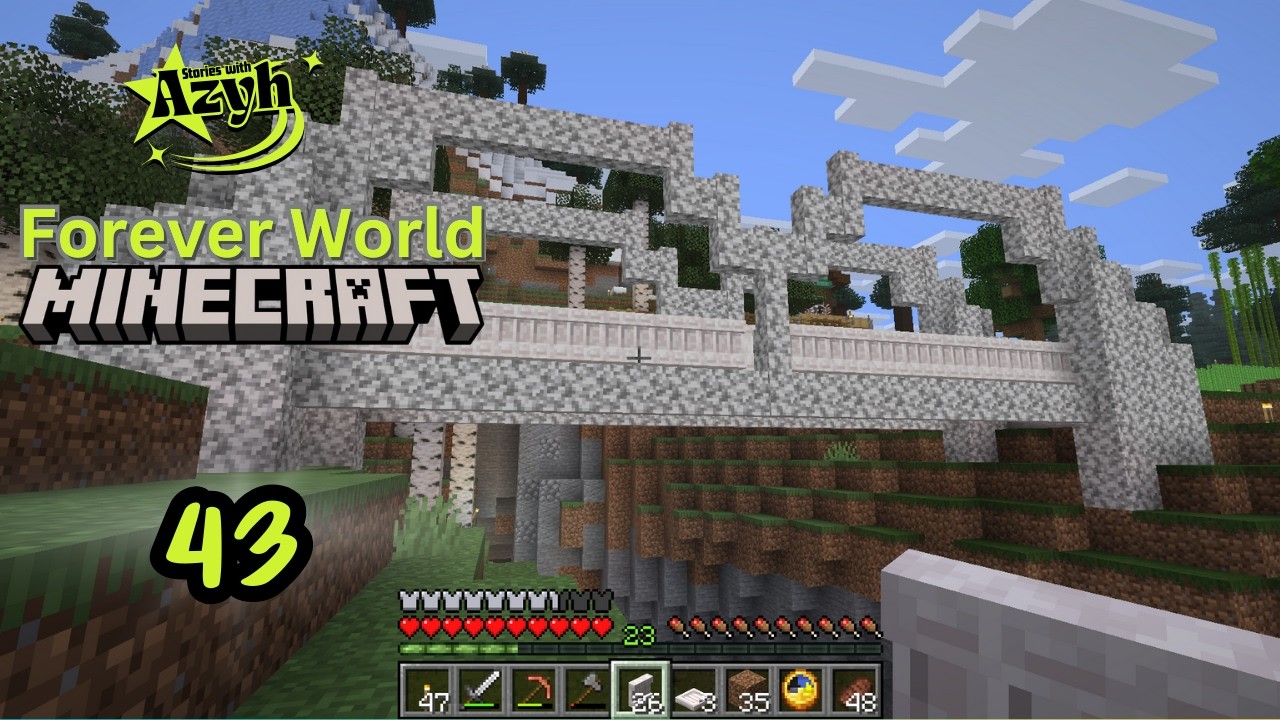 Pale Oak and Diorite Bridge in our Forever World! | Minecraft | Part 43