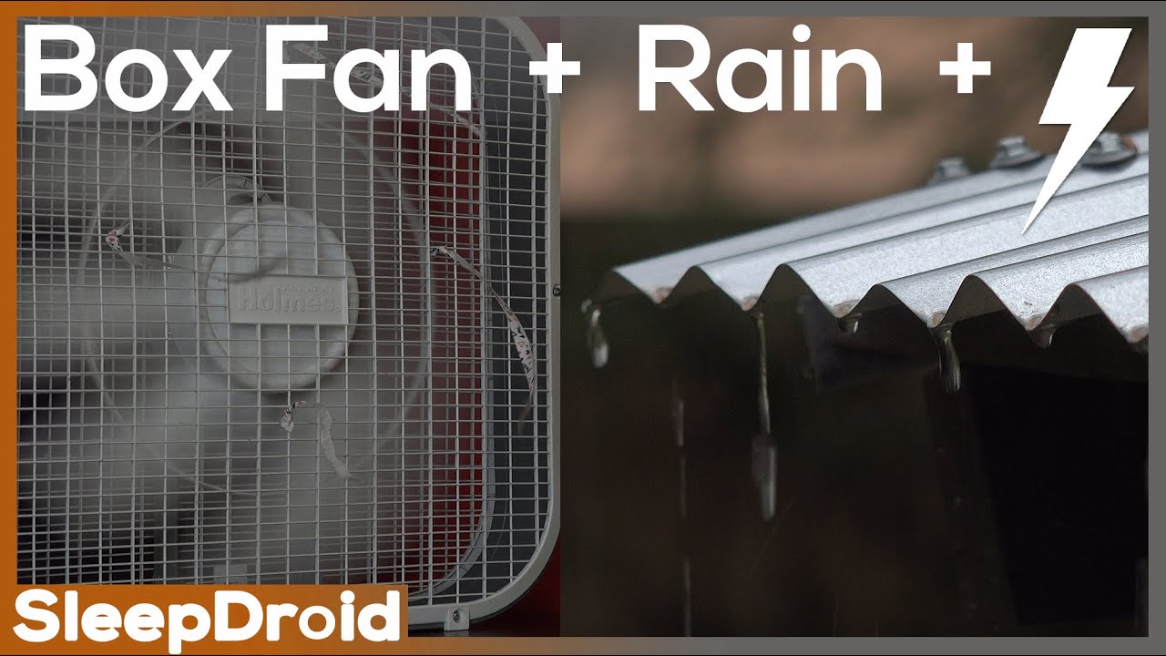 ► Box Fan and Rain and Thunder Sounds for Sleeping, 10 hours of Fan White Noise and Rain in 4k