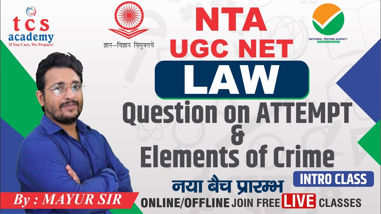 UGC NET JRF LAW Coaching | NTA NET Law Classes | Q/A on Attempt & Elements of Crime | Law Coaching