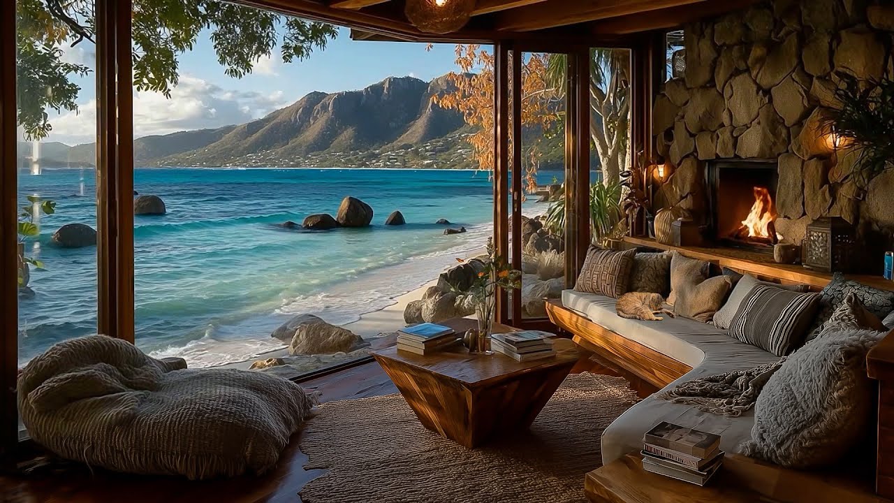 Dreamy Coastal Afternoon 🌅 Cozy Cabin with Mountain & Sea Views, Birds Singing | Meditation & Unwind