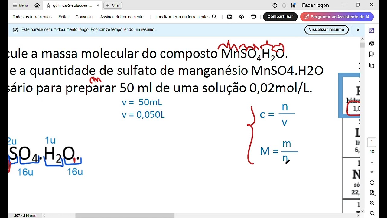 química_# 6 concentração + massa molar _ex1