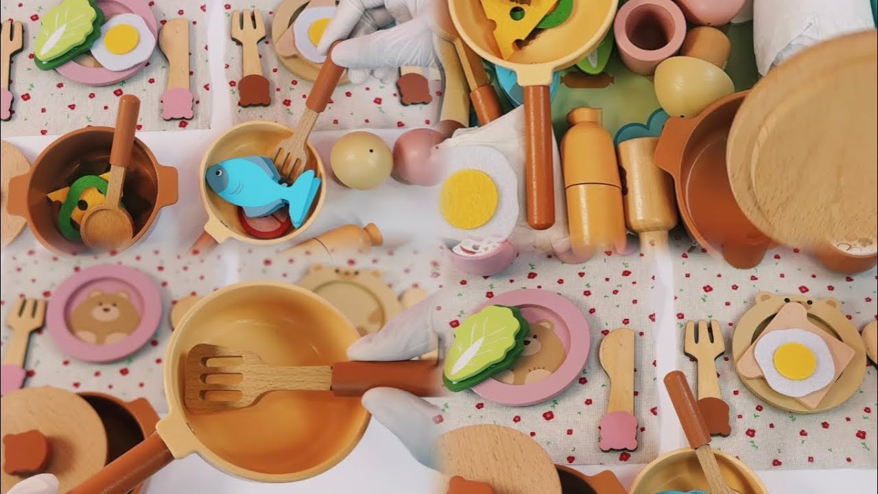 4 Minutes Satisfying Unboxing Wooden Mini Kitchen Set | Calm Toy ASMR