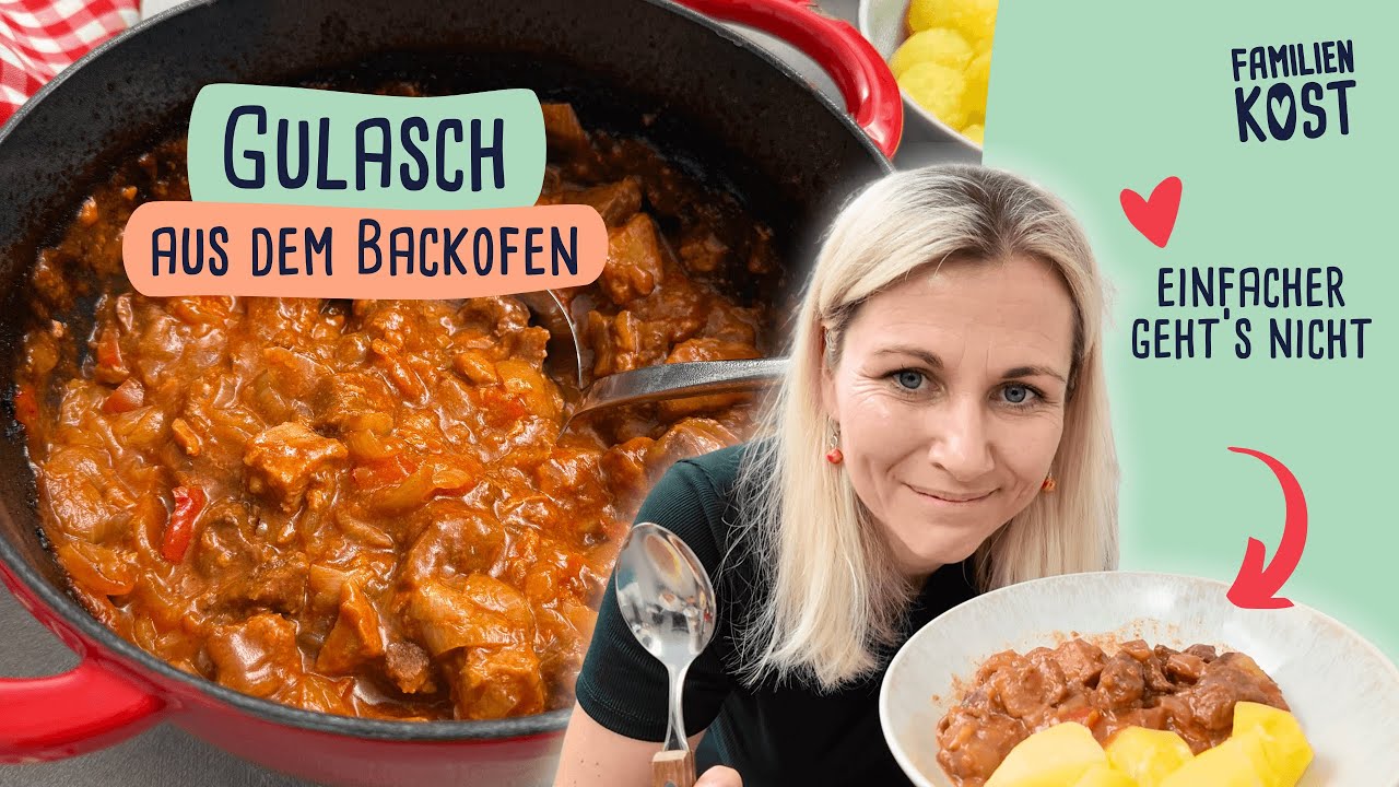 Gulasch aus dem Backofen für Faule - zart, würzig & gelingsicher!