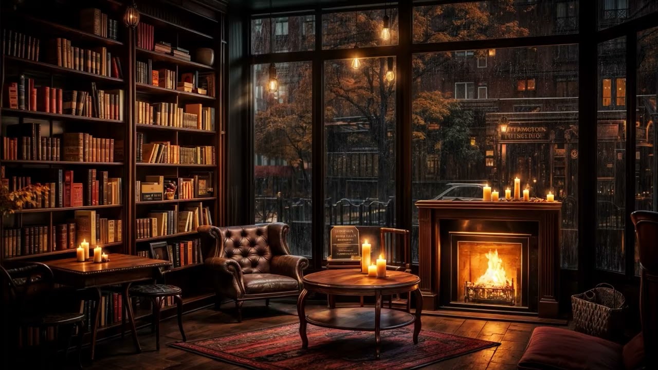 30 minutes Cozy Rain and fireplace Ambience —  ASMR [CHILL, RELAX, STUDY....]