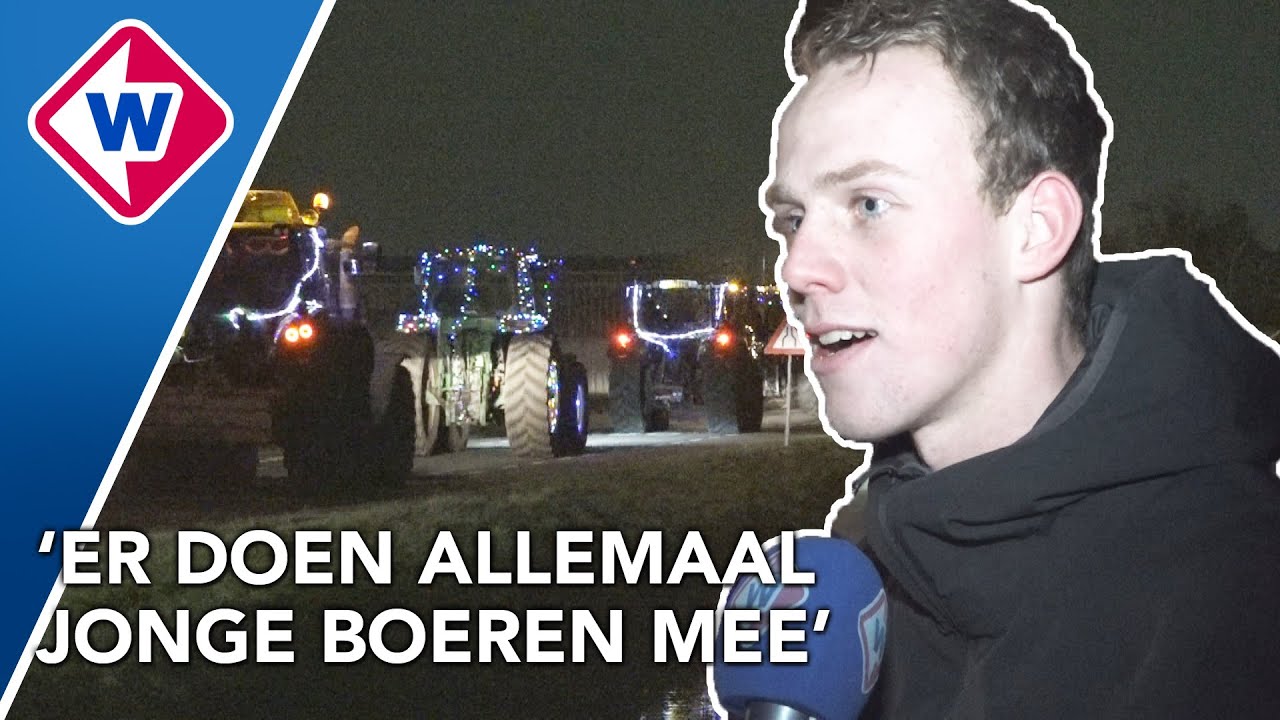 Tractoren vol met lampjes en met flink lawaai door de dorpen
