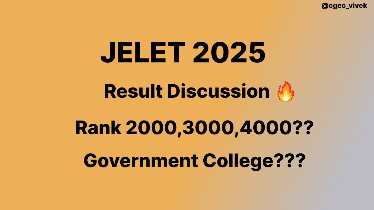 Jelet 2025 Result Discussion | Jelet Rank Card | Jelet Counselling #jelet #jelet2024 #counselling
