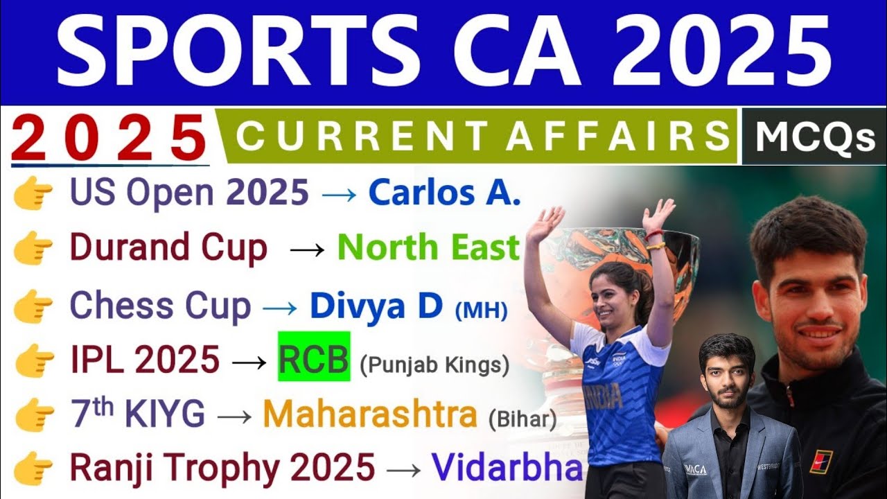 SPORTS CURRENT AFFAIRS 2025 | IMPORTANT SPORTS CURRENT AFFAIRS 2025 | CURRENT AFFAIRS UPDATED 2025 |