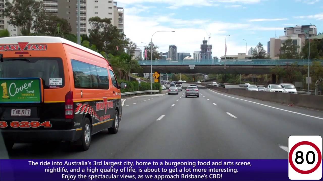 Driving Into Brisbane, Australia - The Pacific Motorway, Riverfront Expressway & M3