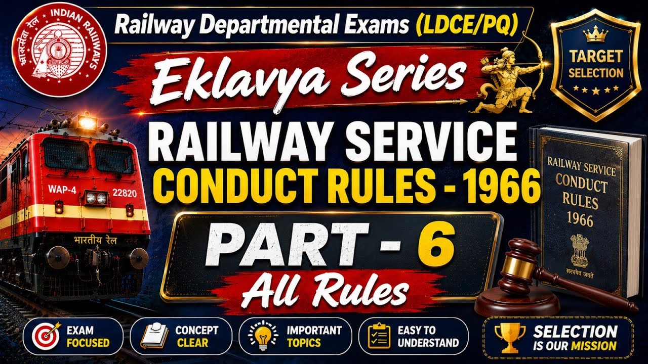 Railway Service Conduct Rules !! Part - 6 !! Railway Departmental Exam (LDCE/PQ) !! By R.V. Sir