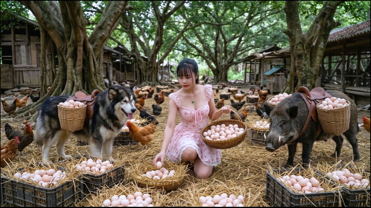 Busy Farm Day: Mowing the Longan Orchard & Harvesting Eggs for Market