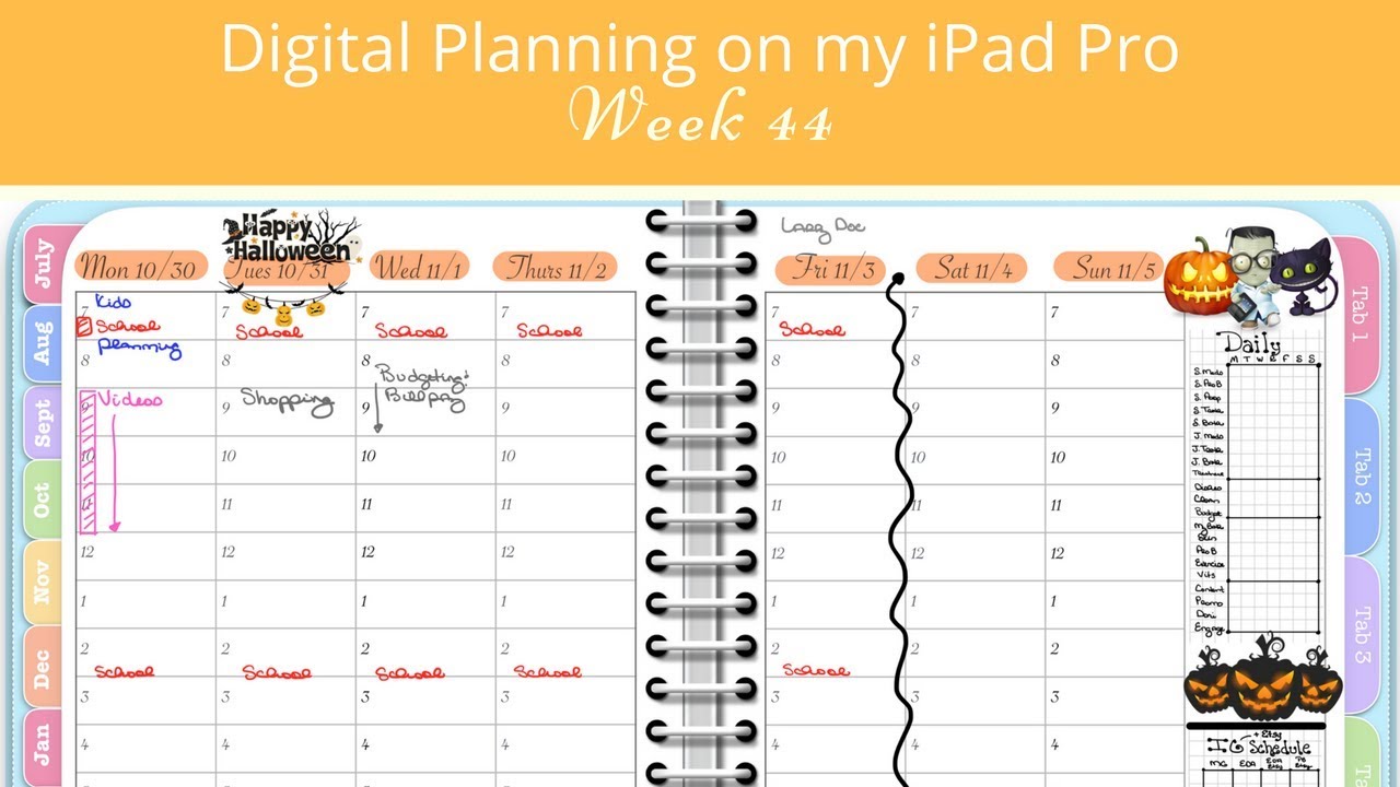 Digital Planning in GoodNotes for Week 44 - The Awesome Planner on the iPad Pro