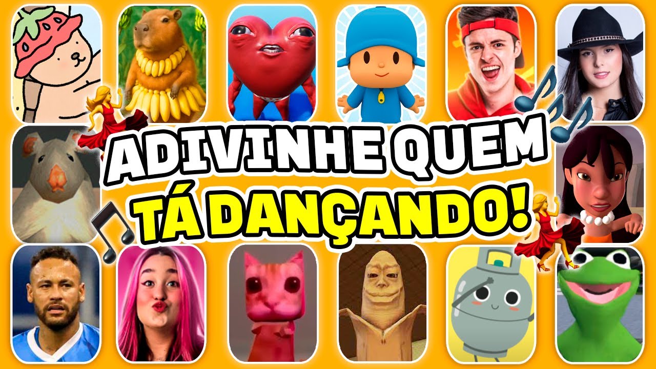 ADIVINHE QUEM TÁ DANÇANDO!💃🎵 Pocoyo, Enaldinho, Ay Mi Gatito Miau Miau, Não Choraxx, Emilly, Ó U Gás